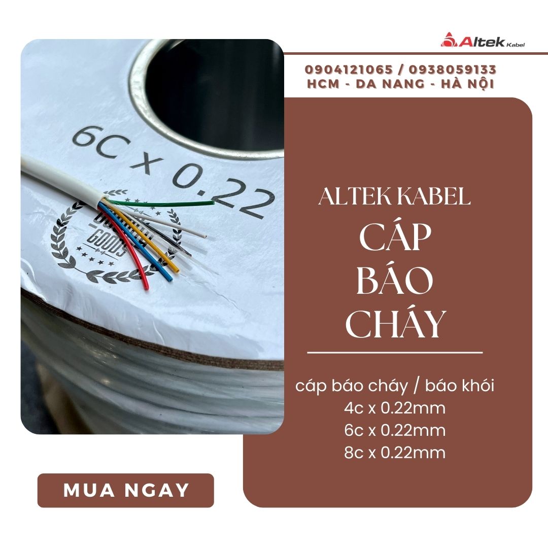 Cáp điều khiển, cáp tín hiệu báo cháy, báo khói 4/6/8 lõi x 0.22mm
