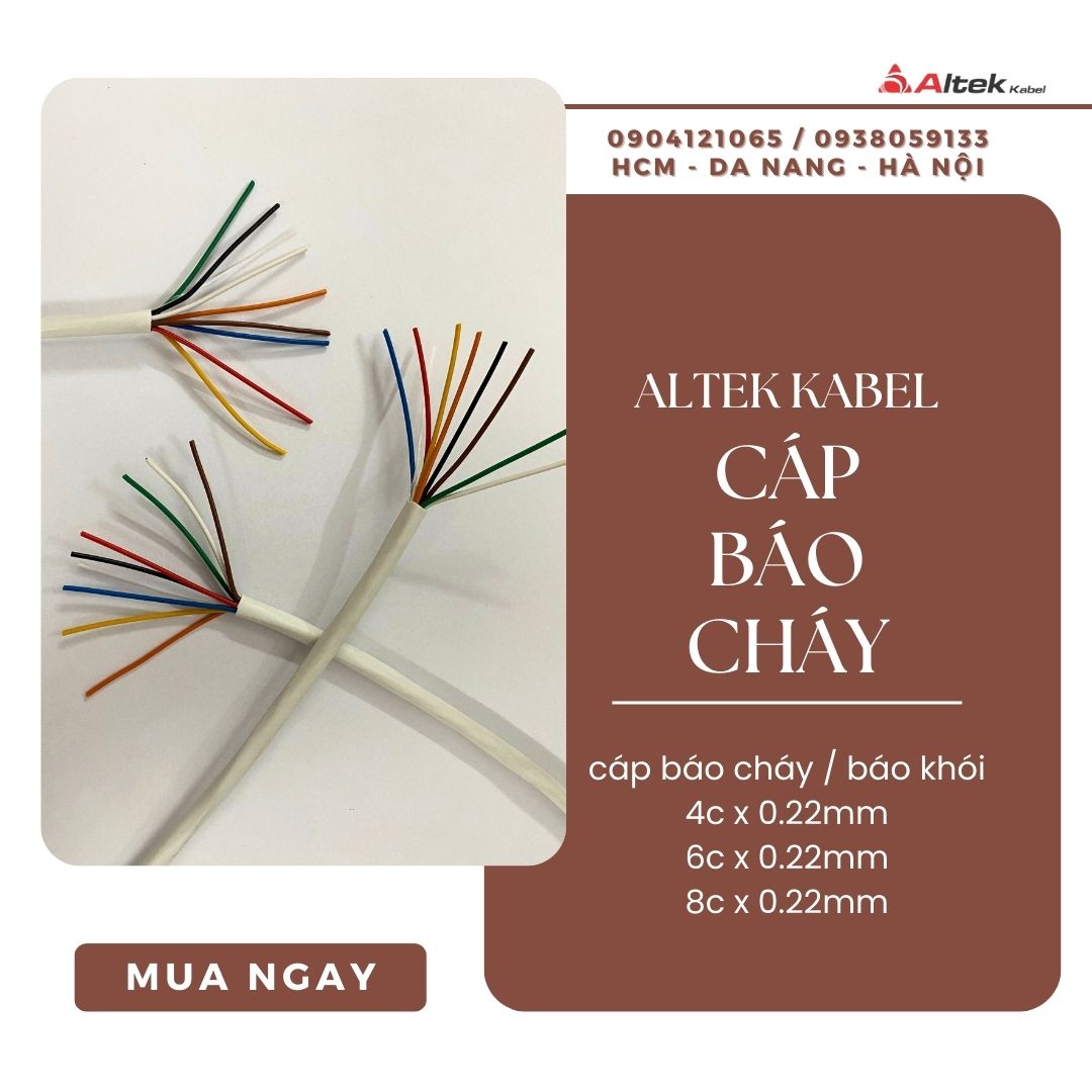 Cáp điều khiển, cáp tín hiệu báo cháy, báo khói 4/6/8 lõi x 0.22mm