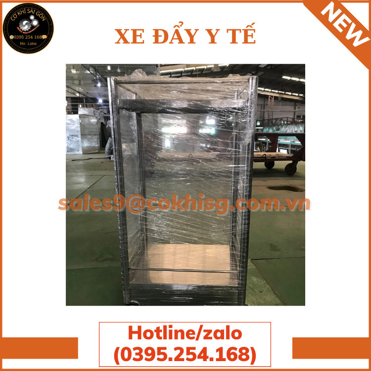 Xe đẩy INOX 304 y tế chuyên dùng trong các bệnh viện, phòng khám