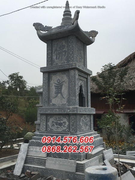 mẫu 080 mộ tháp đá để thờ lưu giữ tro hài cốt bán cà mau ông bà sư