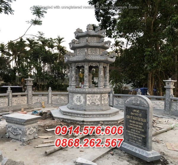 mẫu 080 mộ tháp đá để thờ lưu giữ tro hài cốt bán cà mau ông bà sư