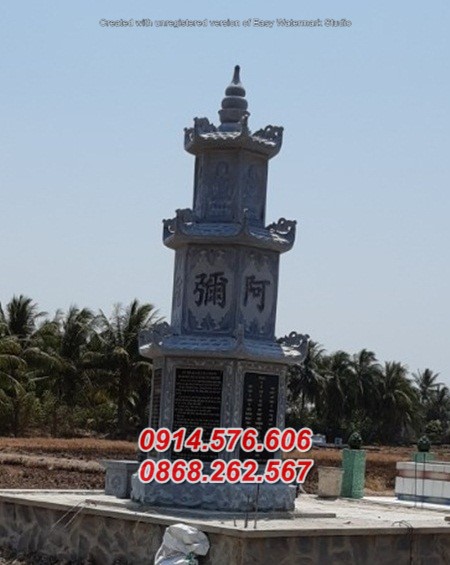 mẫu 080 mộ tháp đá để thờ lưu giữ tro hài cốt bán cà mau ông bà sư