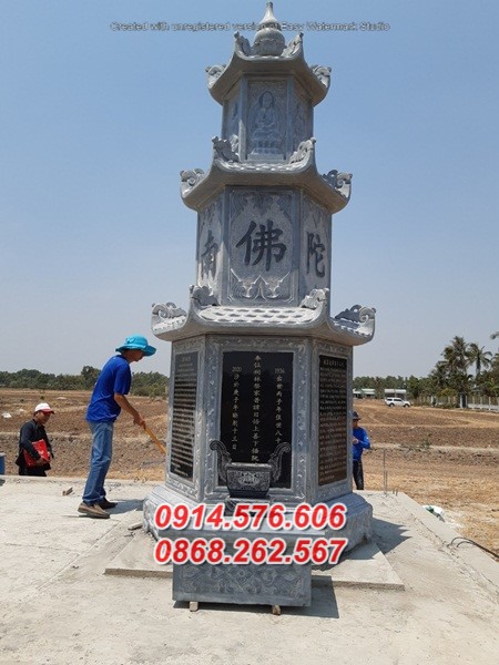 mẫu 080 mộ tháp đá để thờ lưu giữ tro hài cốt bán cà mau ông bà sư