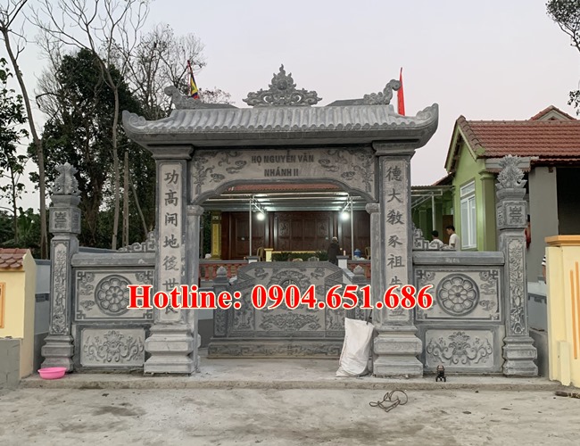 Làm mẫu cổng đá nhà thờ họ nhà từ đường đẹp tại Vĩnh Phúc, Phú Thọ