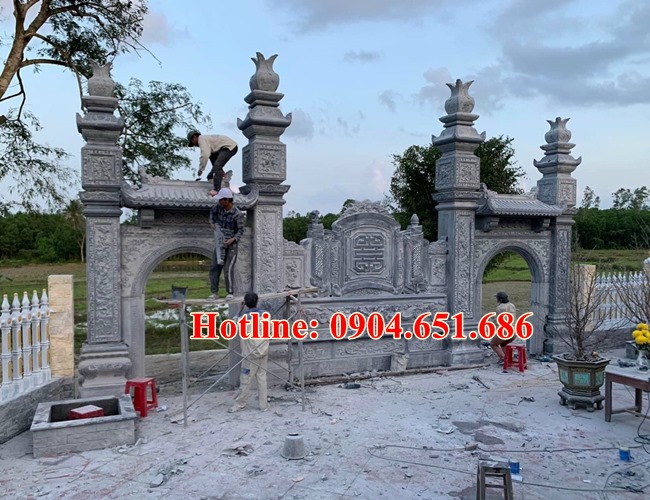 Làm mẫu cổng đá nhà thờ họ nhà từ đường đẹp tại Vĩnh Phúc, Phú Thọ