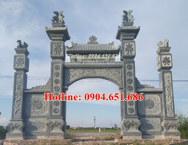 Làm mẫu cổng đá nhà thờ họ nhà từ đường đẹp tại Vĩnh Phúc, Phú Thọ