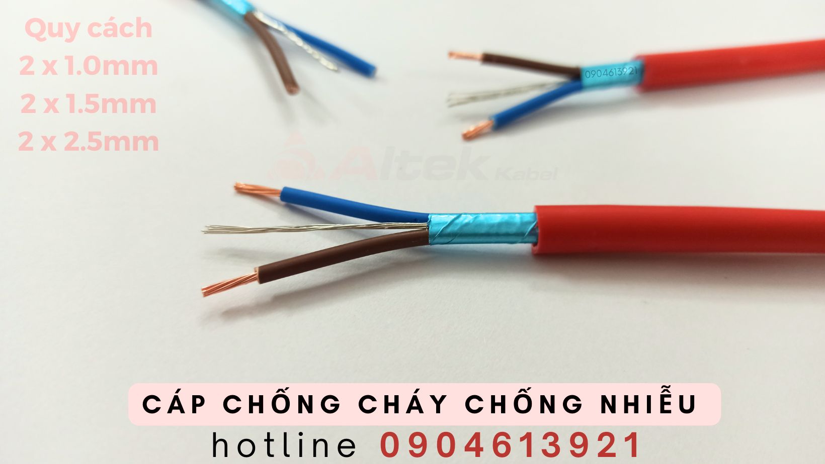 Cáp chống cháy chống nhiễu 2 lõi 2x1.0 2x1.5 2x2.5mm