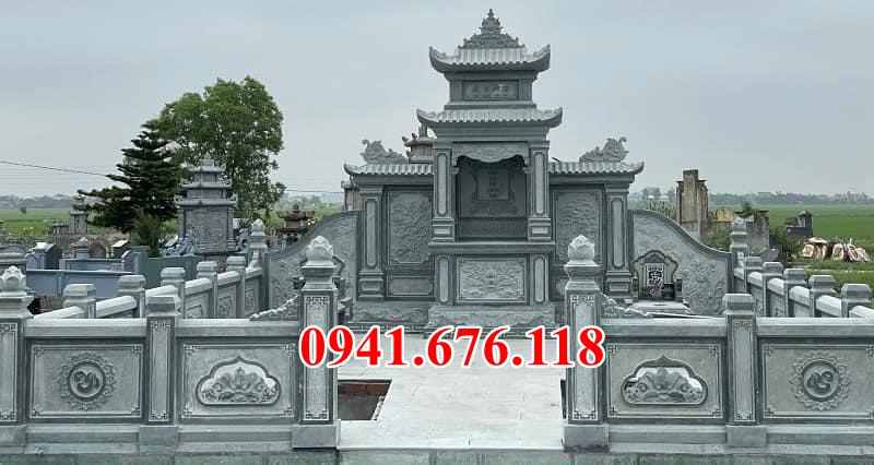 Mẫu 073 lăng mộ bằng đá đẹp bán hà tĩnh nghĩa trang dòng họ ông bà