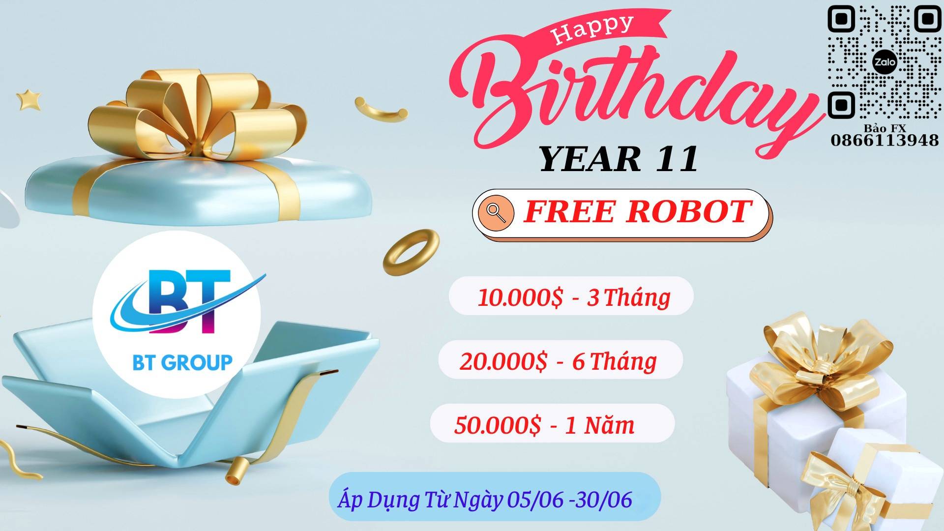 Miễn phí 1 năm sử dụng robot BTGroup cho khách hàng.