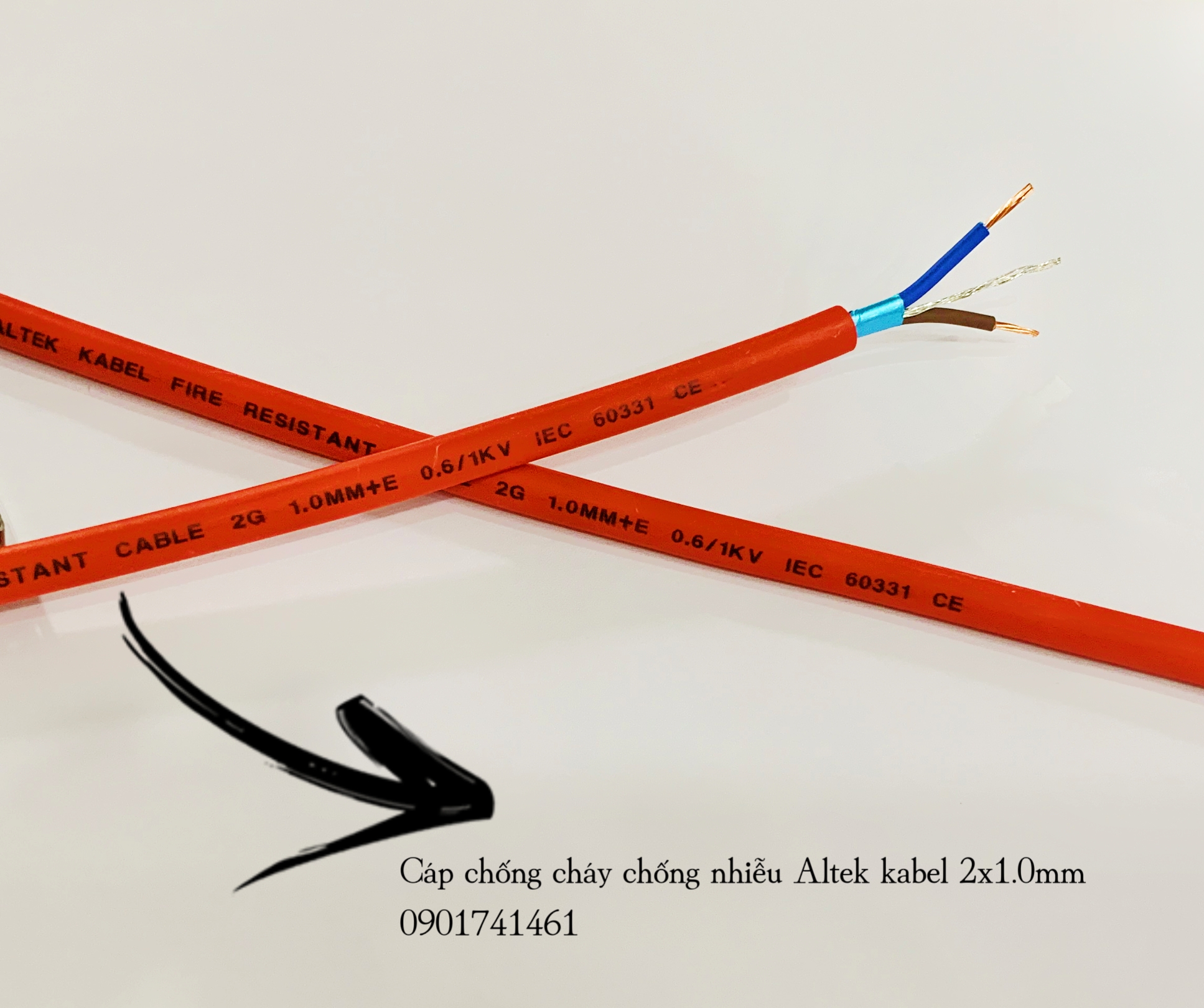 Cáp chống cháy chống nhiễu nhập khẩu 2 lõi