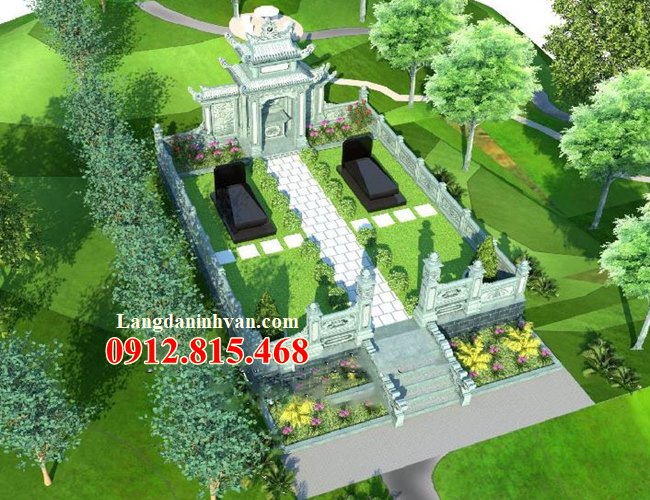 Khuôn viên khu lăng mộ đá đẹp tại Sóc Trăng - 83 mẫu lăng mộ giá đình