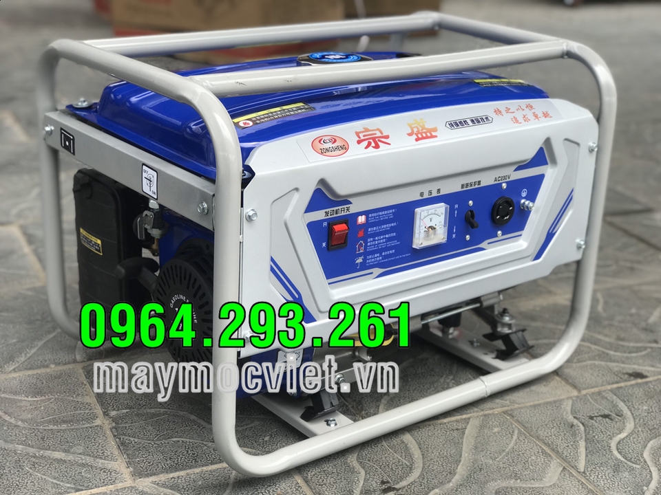 Máy phát điện 3.2kW hàng nội địa Trung giật nổ chạy xăng 1 cổng ra