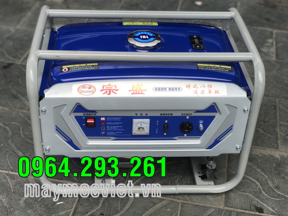 Máy phát điện 3.2kW hàng nội địa Trung giật nổ chạy xăng 1 cổng ra