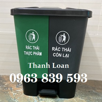 Thùng rác đạp chân 2 ngăn, thùng phân loại rác tại nguồn 0963.839.593