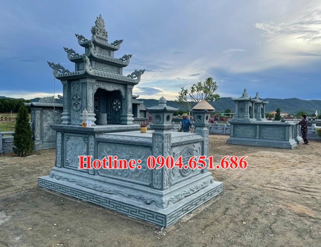 Xây sẵn mộ đá an táng 1 lần đẹp - Mẫu mộ đá chôn, an táng 1 lần đẹp