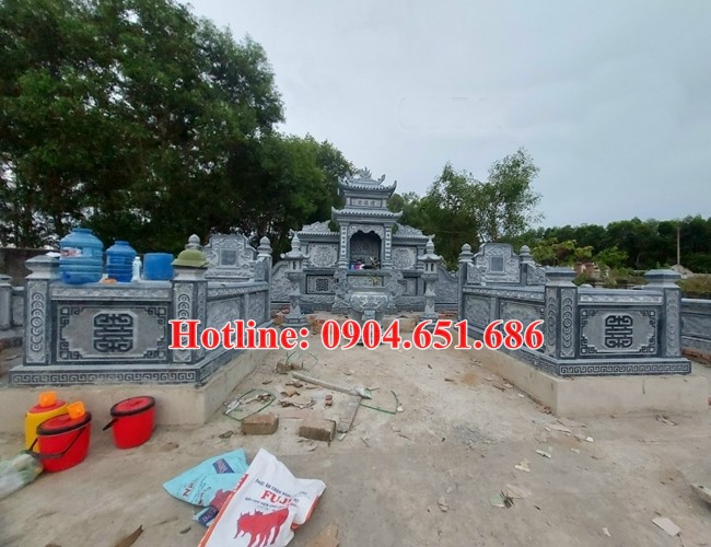 Xây sẵn mộ đá an táng 1 lần đẹp - Mẫu mộ đá chôn, an táng 1 lần đẹp