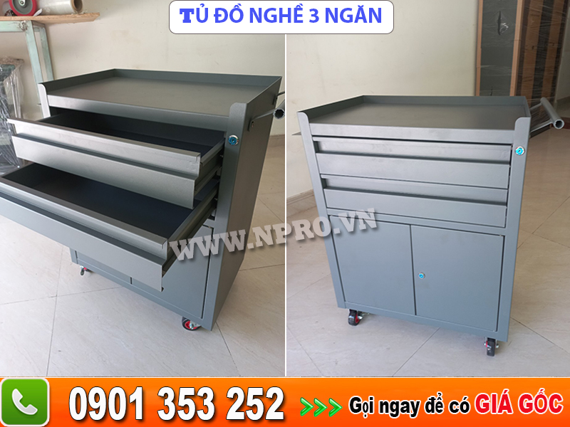 Tủ dụng cụ 3 ngăn 2 hộc kéo, tủ 3 ngăn đựng đồ nghề