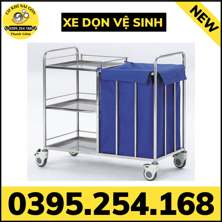 Xe dọn vệ sinh inox 304 chuyên sử dụng trong bệnh viện