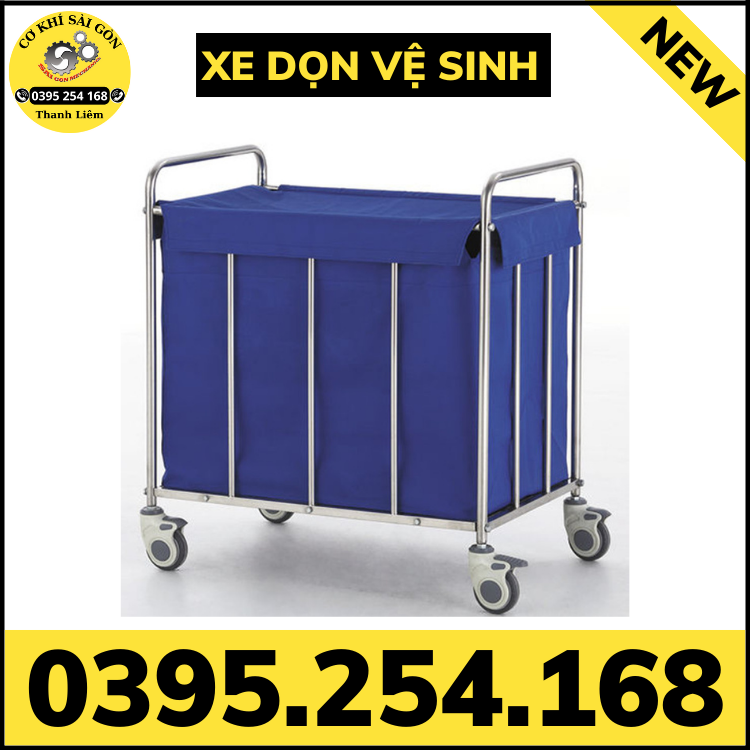Xe dọn vệ sinh inox 304 chuyên sử dụng trong bệnh viện
