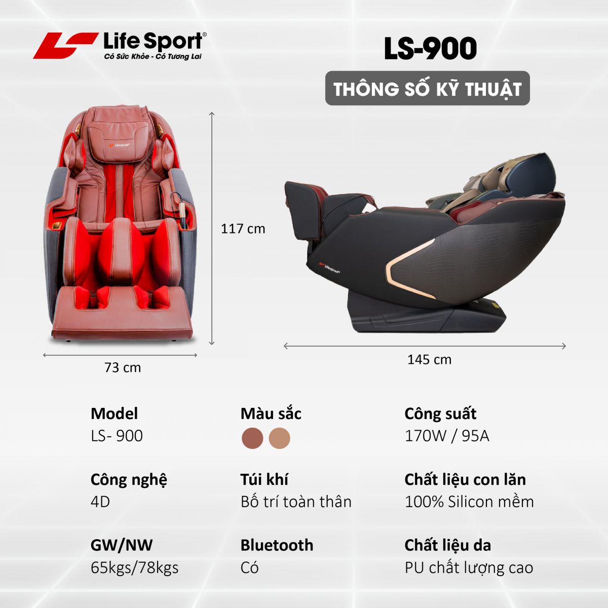 Chăm sóc sức khỏe cùng với Ghế Massage Lifesport LS-900