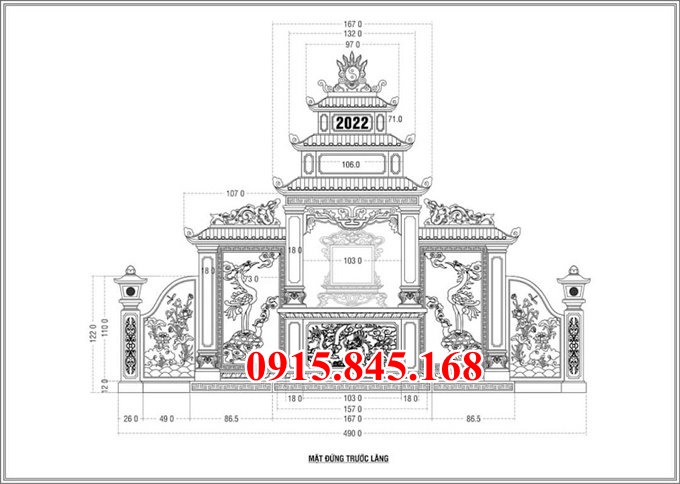 Mẫu 54 lăng mộ đá bán lạng sơn - khu nghĩa trang gia đình ông bà bố me