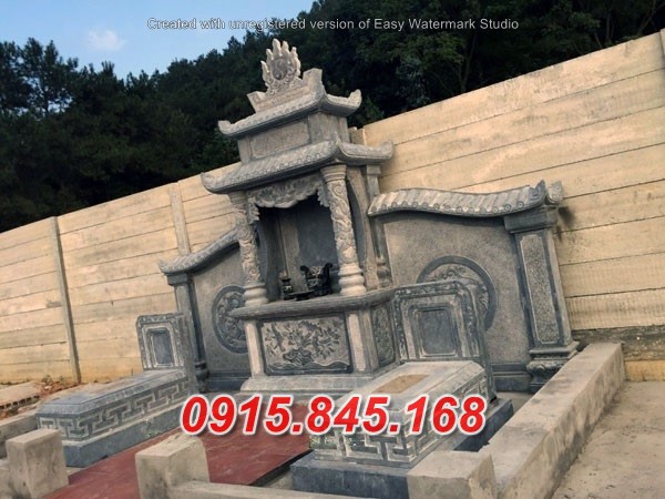 mẫu 207 trang thờ đá bán hoà bình - cây hương củng kỳ đài lăng mộ