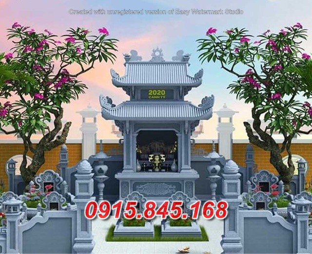mẫu 207 trang thờ đá bán hoà bình - cây hương củng kỳ đài lăng mộ