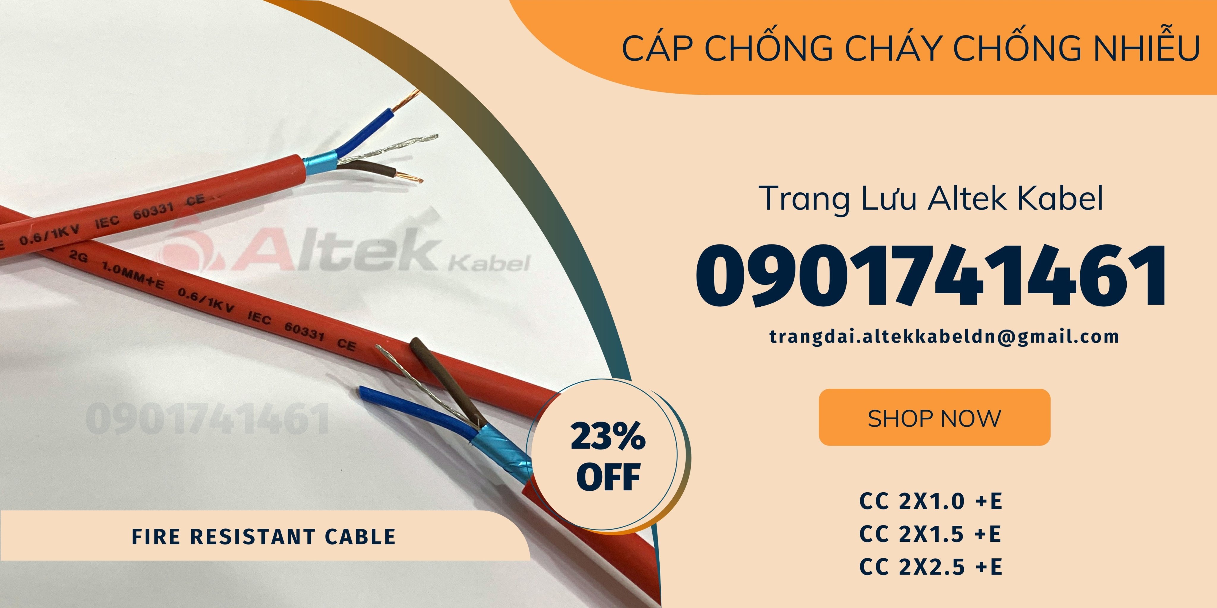 Cáp chống cháy chống nhiễu 2Cx1.0mm nhập khẩu