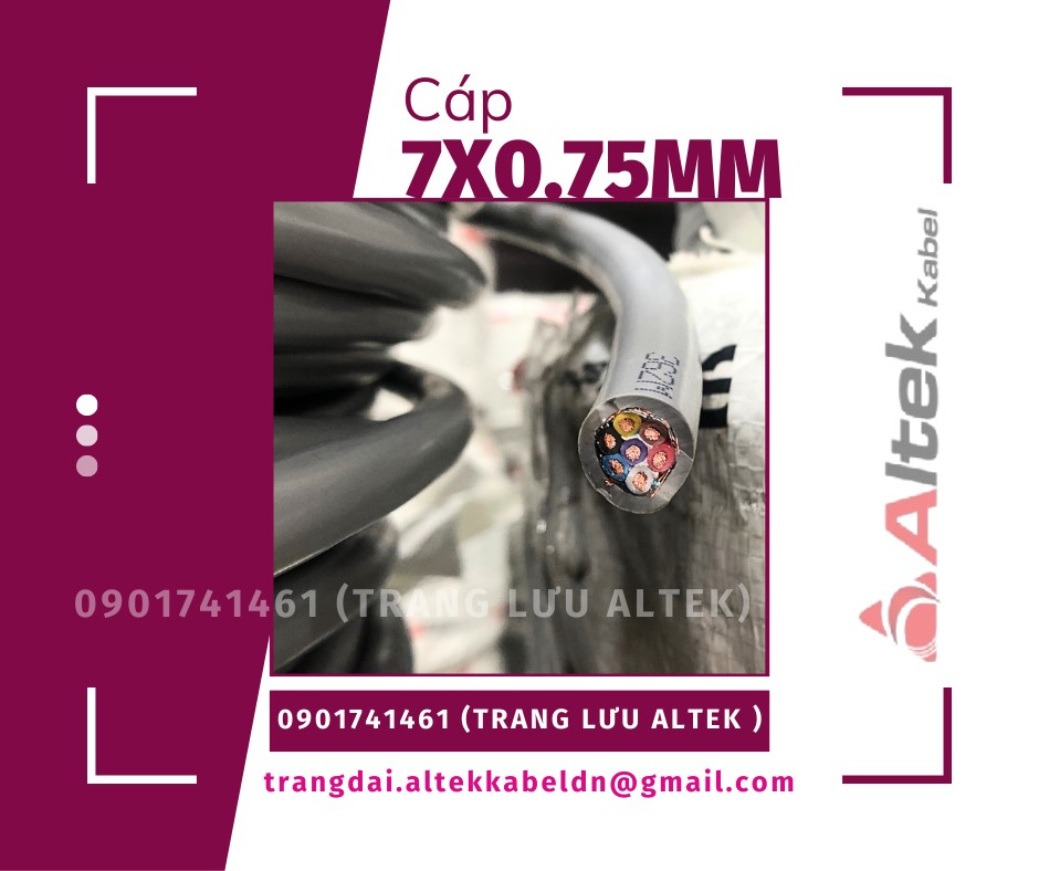 Cáp 7 lõi, 7x0.5, 7x0.75, 7x1.0, 7x1.5 Hồ Chí Minh, Đà Nẵng, Hà Nội