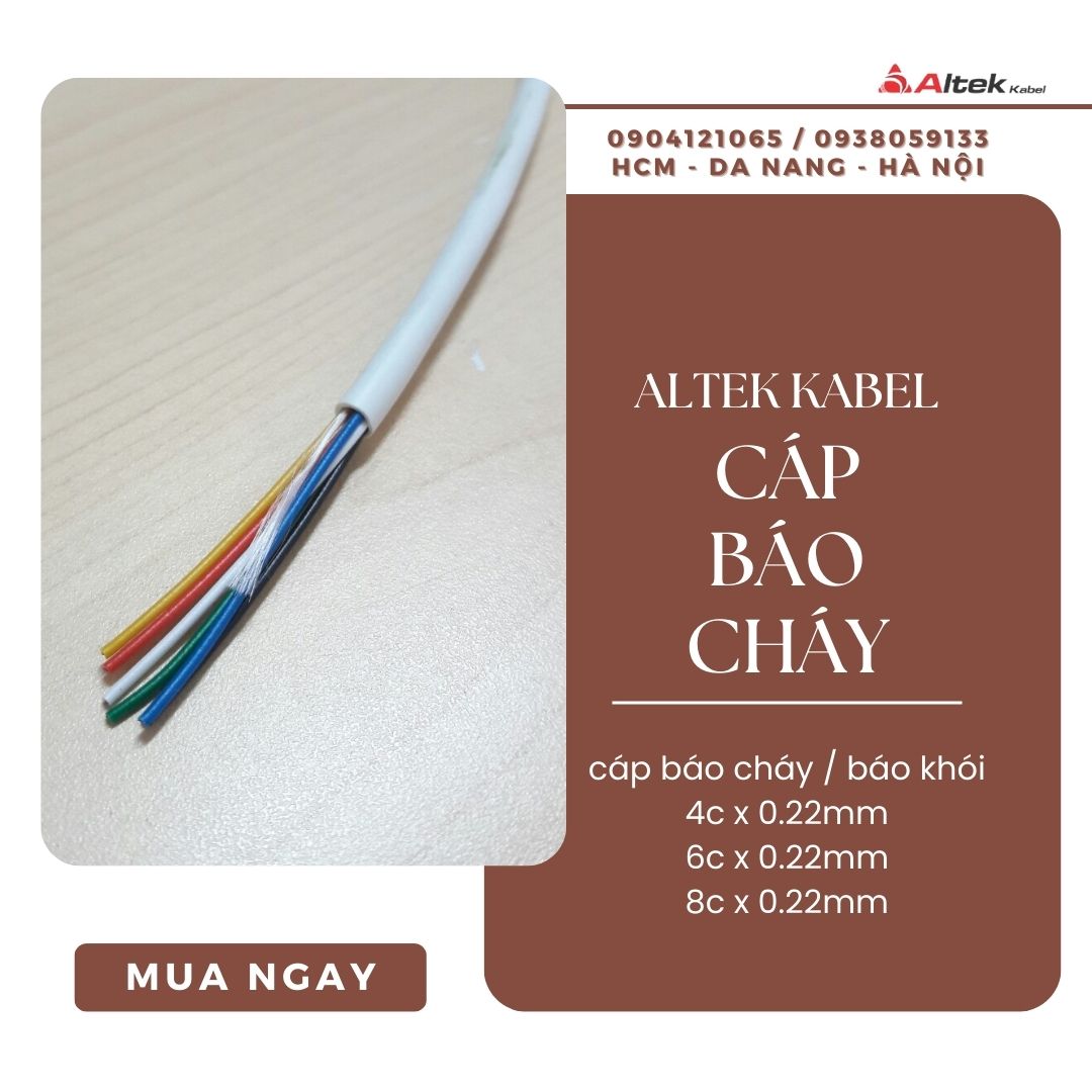 Cáp tín hiệu báo cháy, báo khói 4/6/8 lõi x 0.22mm