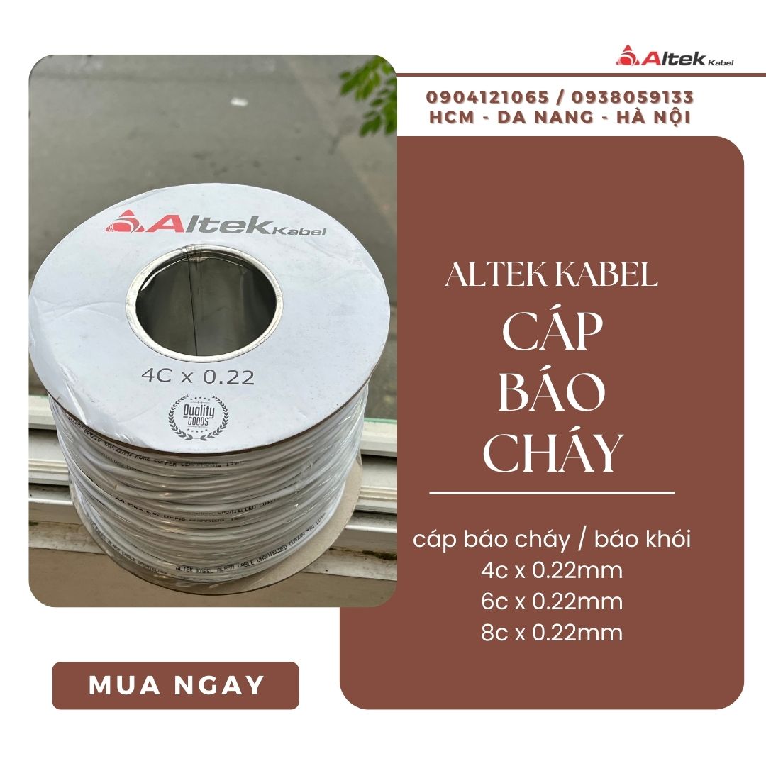 Cáp tín hiệu báo cháy, báo khói 4/6/8 lõi x 0.22mm