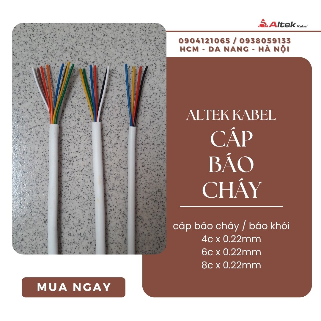 Cáp tín hiệu báo cháy, báo khói 4/6/8 lõi x 0.22mm