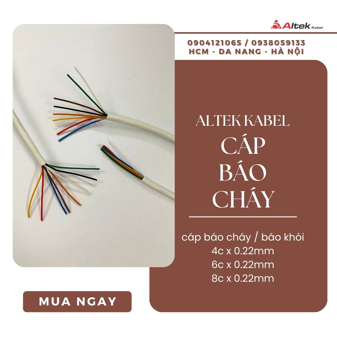 Cáp tín hiệu báo cháy, báo khói 4/6/8 lõi x 0.22mm