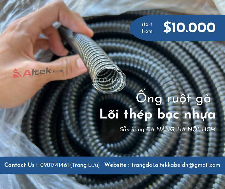 Ống ruột gà lõi thép bọc nhựa ID13-OD16 (13-16mm)