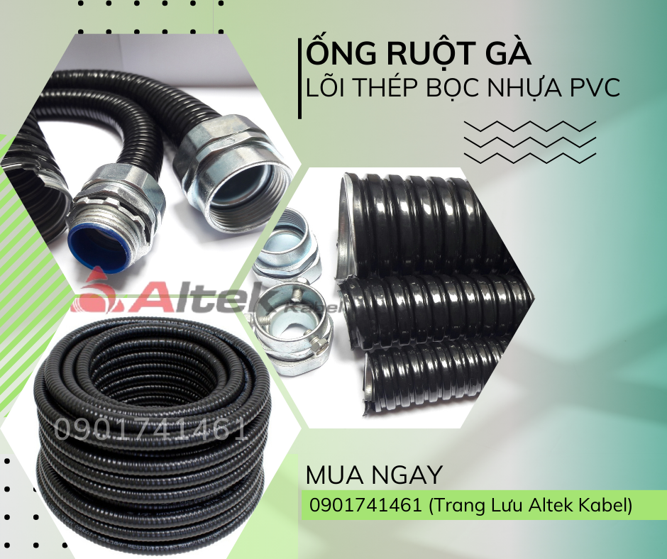 Ống ruột gà lõi thép bọc nhựa ID13-OD16 (13-16mm)