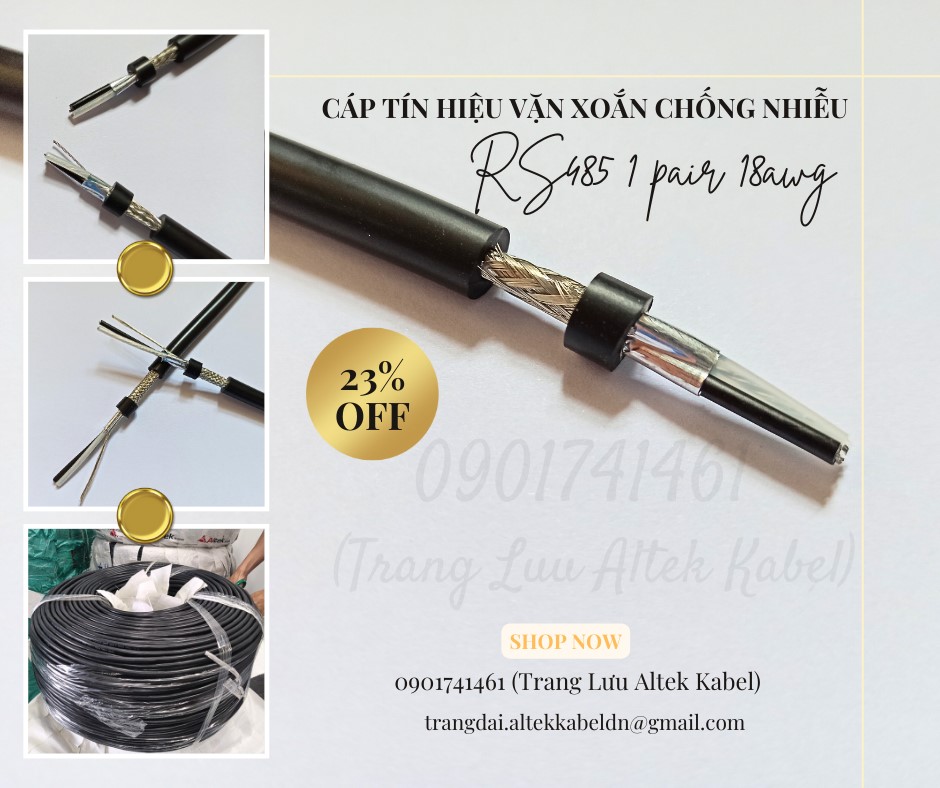 Cáp tín hiệu 1 pair 18awg RS485 hãng Altek Kabel