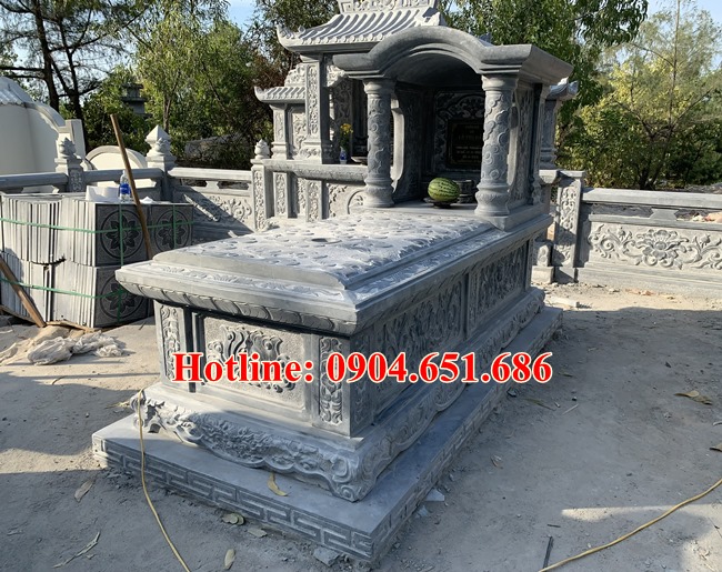 Mộ đá hung táng - Xây sẵn mẫu mộ hung táng đẹp chuẩn phong thủy