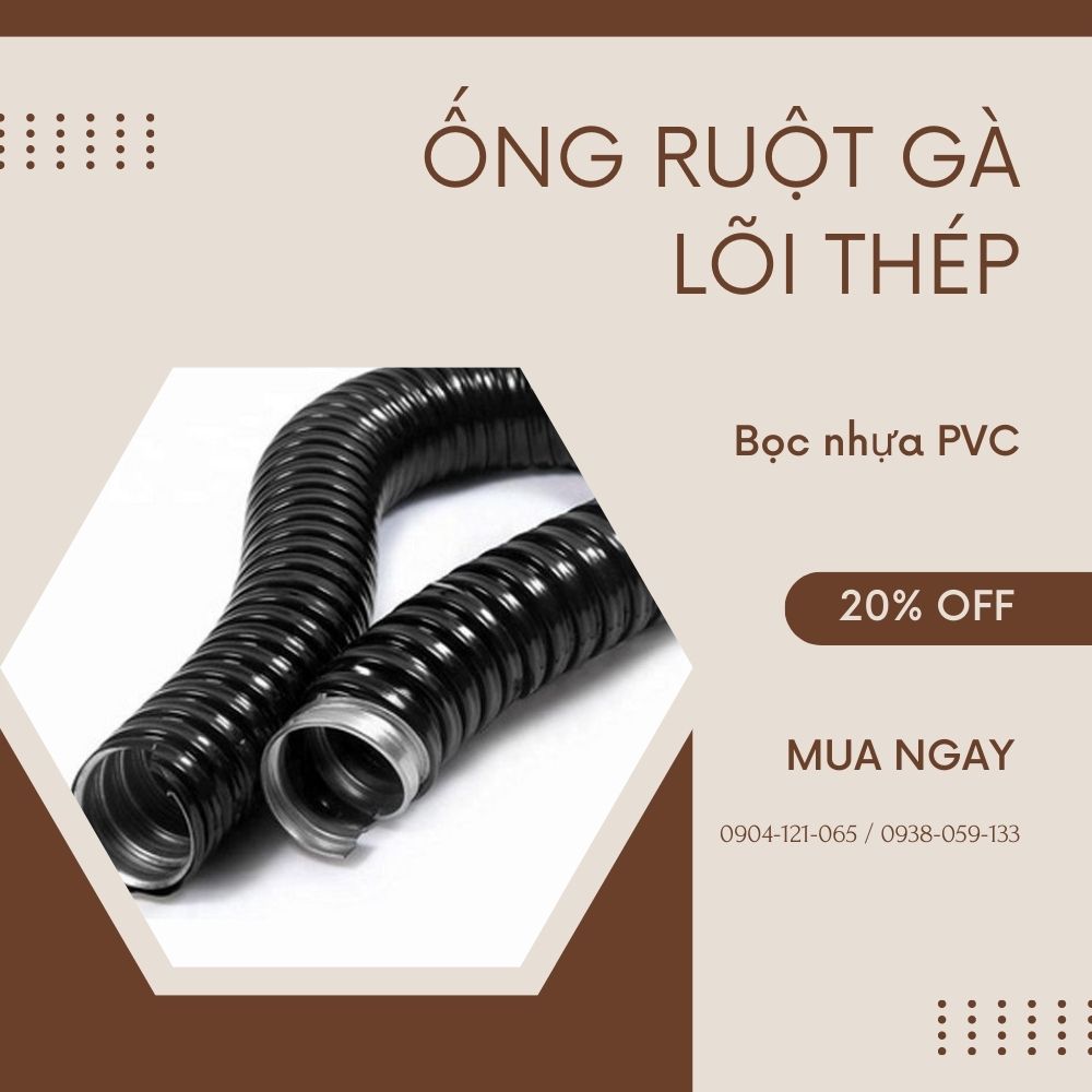 Ống ruột gà lõi thép bọc nhựa pvc / phi 16/20/25/31