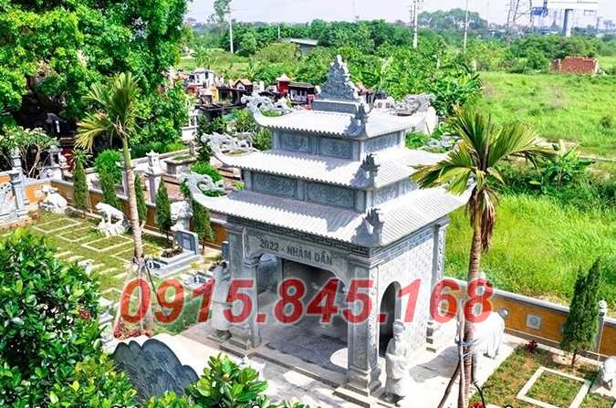 Mẫu 524 lăng mộ đá đẹp + nhà mồ thờ để tro cốt ông bà ba má bố mẹ