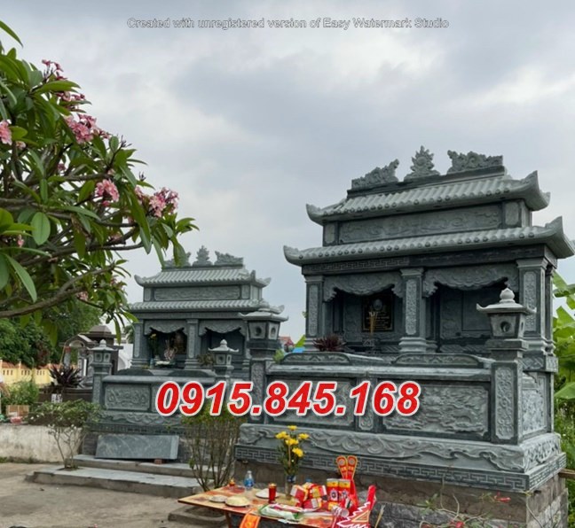 Mẫu 053 mộ đôi đá khối bán an giang, mồ mả tro cốt ông bà bố mẹ ba má