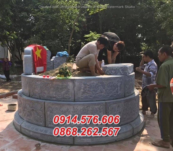 hoà bình bán lăng mộ hình tròn bằng đá đẹp + mồ mả ông bà bố mẹ cô tổ
