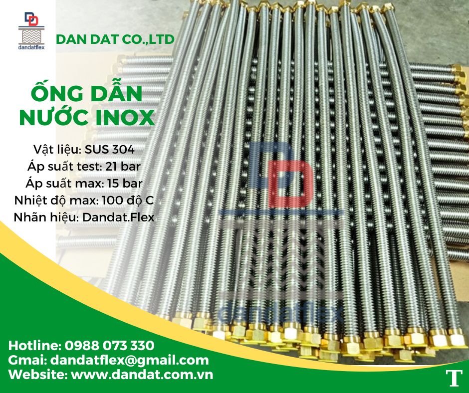 Dây dẫn nước inox 304, dây dẫn nước, ống inox cấp nước nóng lạnh