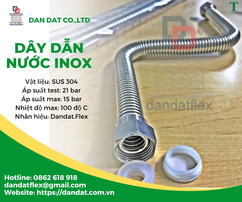 Dây dẫn nước inox 304, dây dẫn nước, ống inox cấp nước nóng lạnh