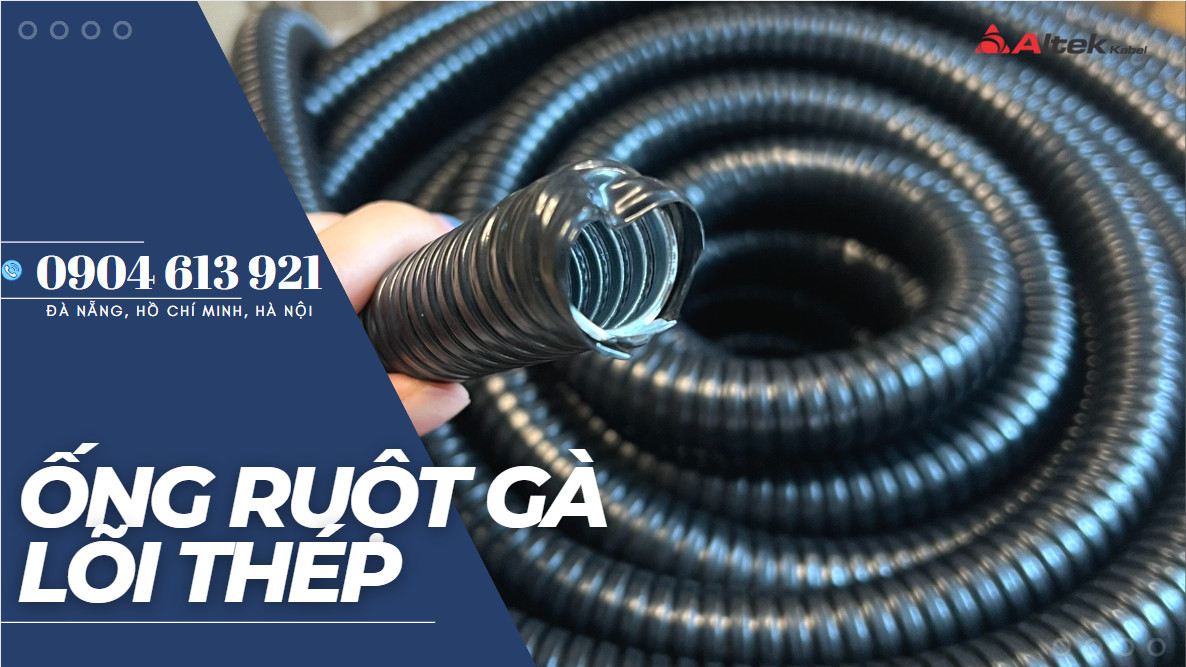 Ống ruột gà lõi thép phi 25 bọc dây cáp