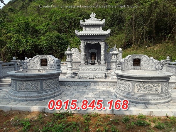 Mẫu mộ tròn đá bán an giang, lăng mộ tổ ông bà bố mẹ để thờ tro cốt