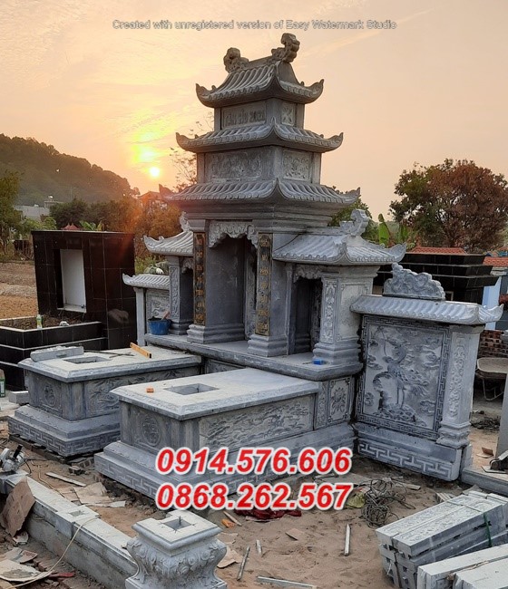 04 mẫu mộ đá đôi bán hà nội - lăng mộ ông bà bố mẹ