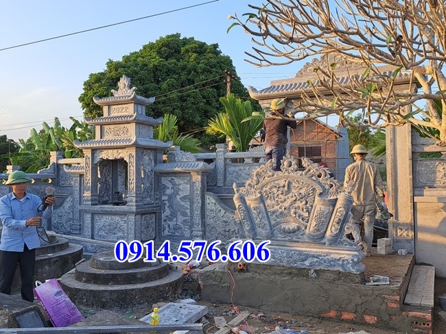 mẫu mộ đá ba mái bán nam định + lăng mộ đá cao cấp