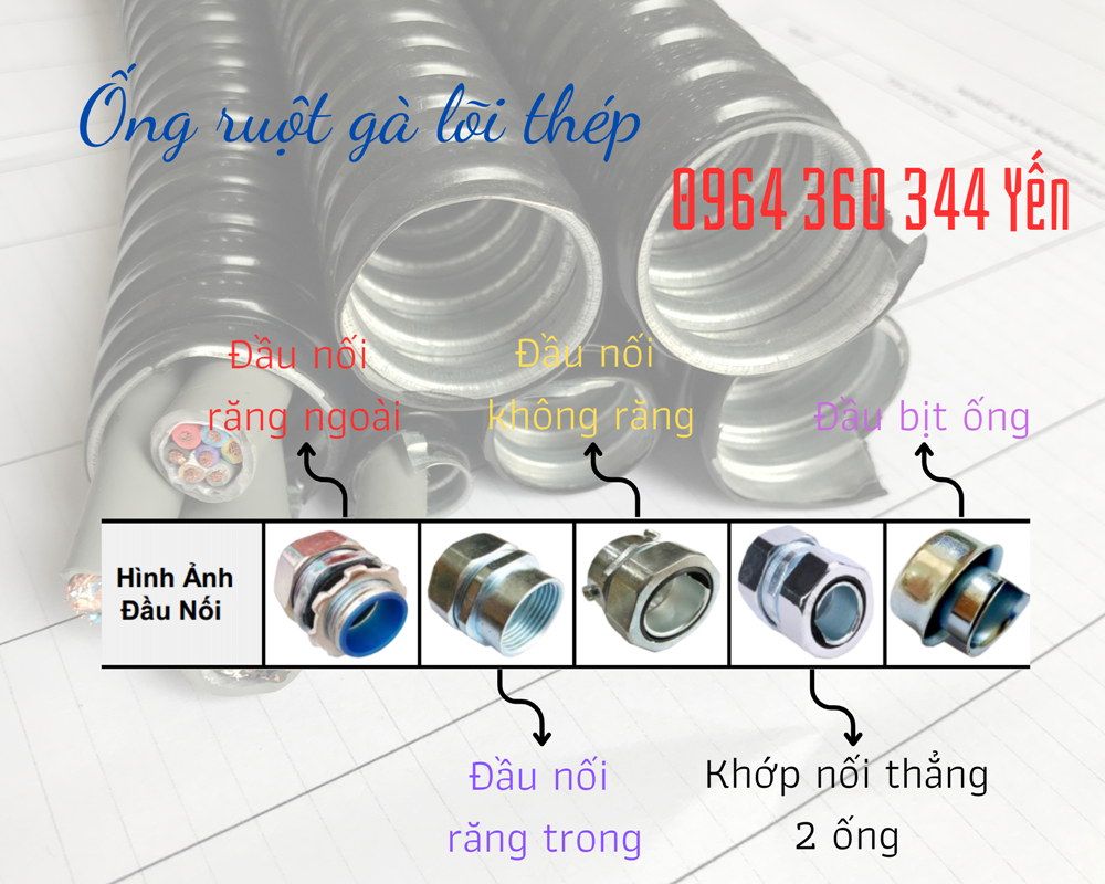 Ống ruột gà lõi thép tráng kẽm bọc nhựa PVC