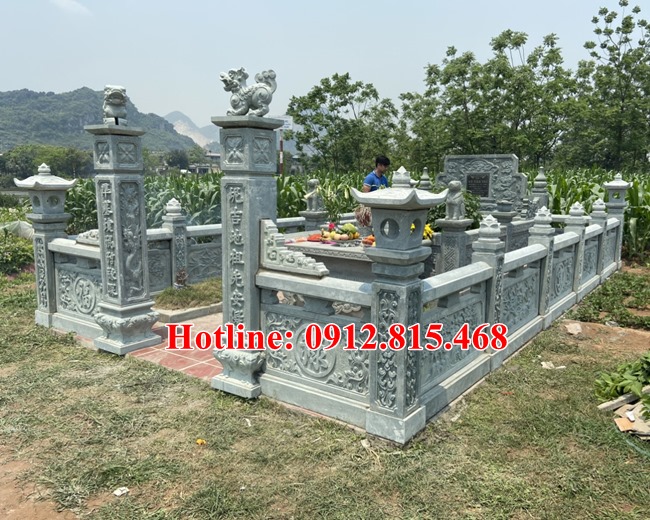 Khu lăng mộ đá đẹp tại Hưng Yên - Xây khuôn viên lăng mộ đá gia đình