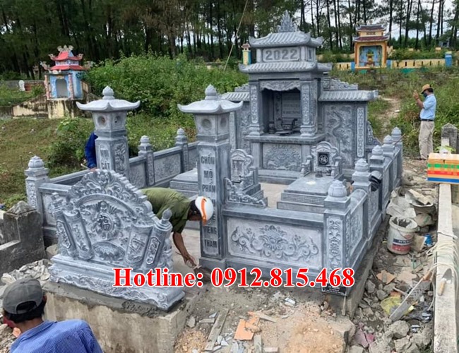 Khu lăng mộ đá đẹp tại Hưng Yên - Xây khuôn viên lăng mộ đá gia đình